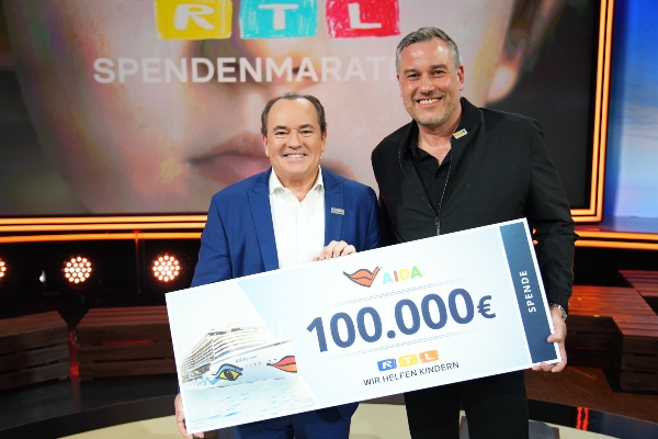 AIDA Cruceros dona suma récord de USD 100.000 a 29º maratón de recaudación de fondos de RTL