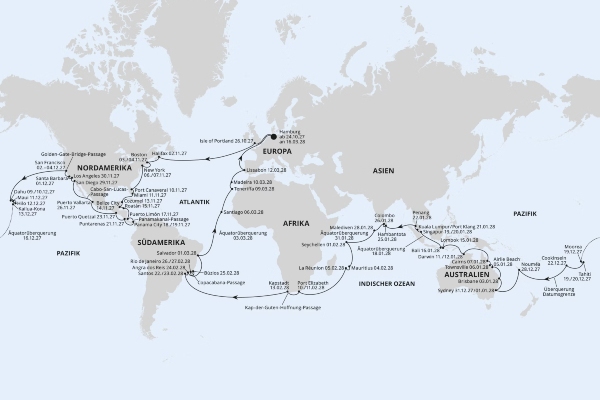 144 días, seis continentes y 55 puertos: Abren reservas para Crucero Mundial AIDA 2027