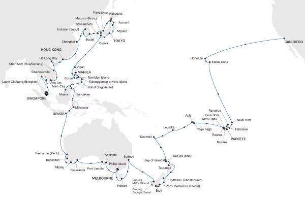 Silversea presenta y detalla etapas de Crucero Mundial 2029